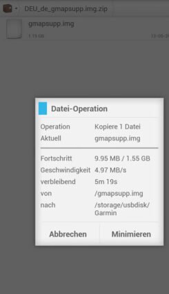 Über 1,5 GB OSM-Karte kopieren