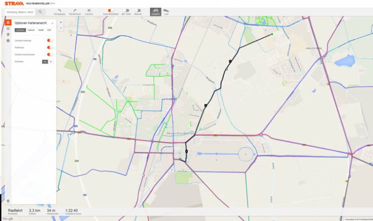 Strava Routenersteller - noch Beta Stadium