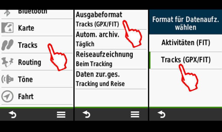 Fitness Einstellungen für Tracks