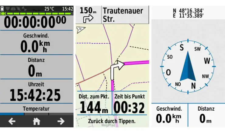 Trainingsseiten (Ausstieg, Karten-Navigation, Kompass)
