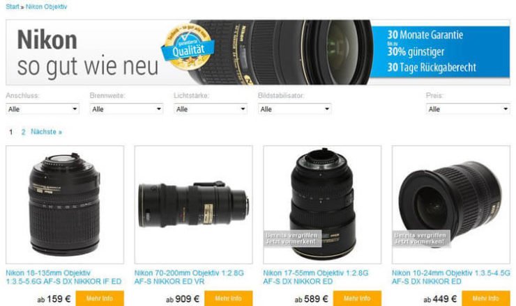 Gebrauchte Objektive für die DSLR