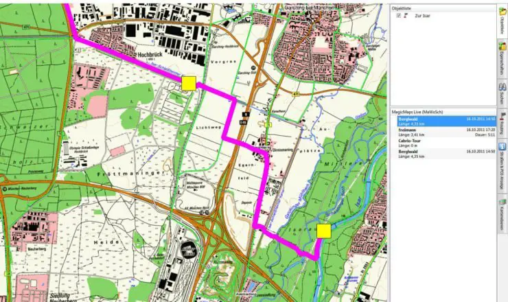 MagicMaps Live (rechts unten) zum Datenaustausch