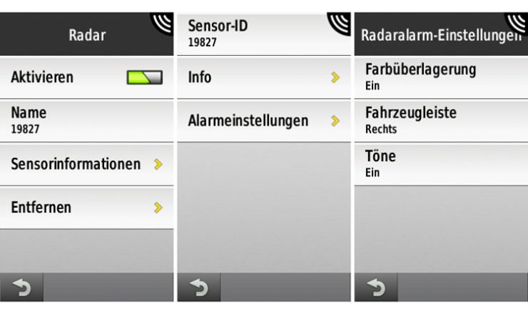 Einstellungen Garmin Varia Radar