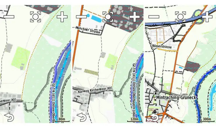 Edge 1000 Screenshots der Velomap mit Velo Layout