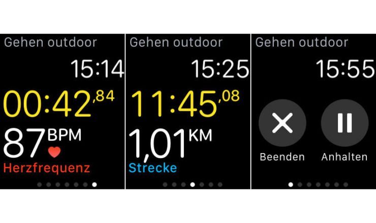 Während dem Workout mit Apple Watch