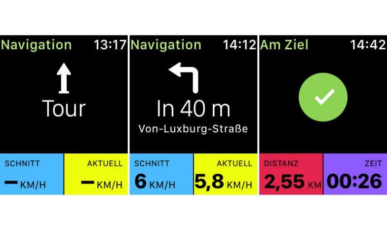 Navigationsanweisungen der komoot Watch App