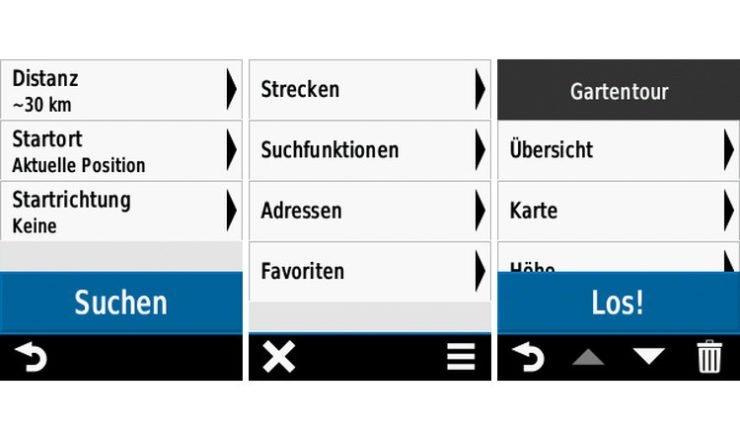 Screenshots Zieleingabe