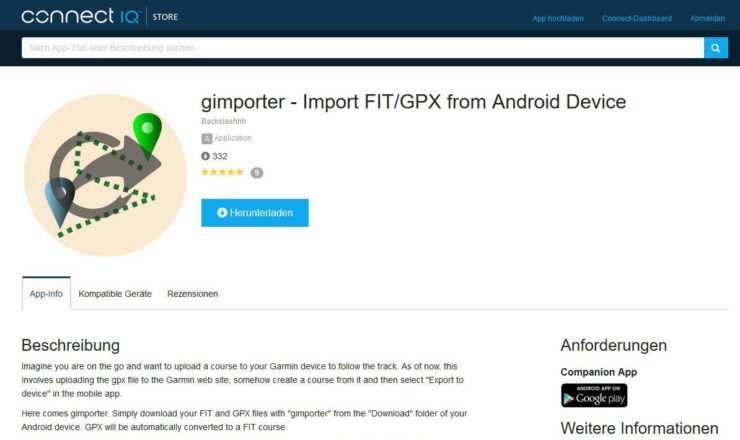 Connect IQ App Store Screenshot