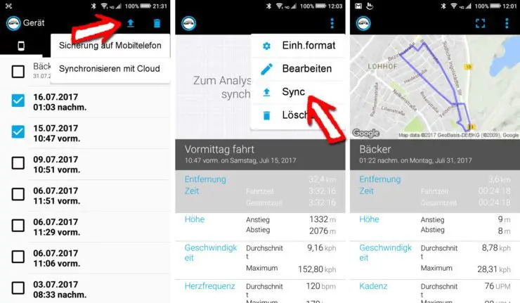 Tour Auswertung in der Lezyne App