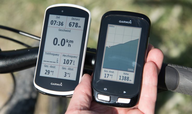 Displayvergleich Garmin Edge 1030 und Edge 1000