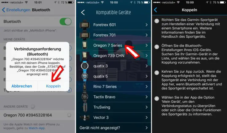Garmin über Bluetooth mit iPhone koppeln