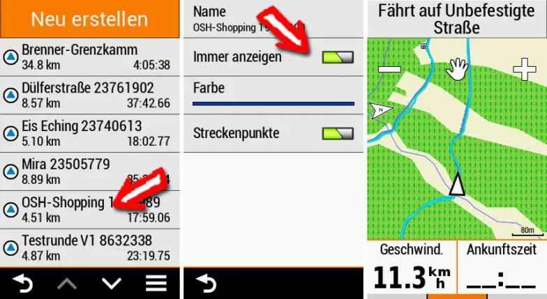 Navigation entlang GPX-Track ohne Routing