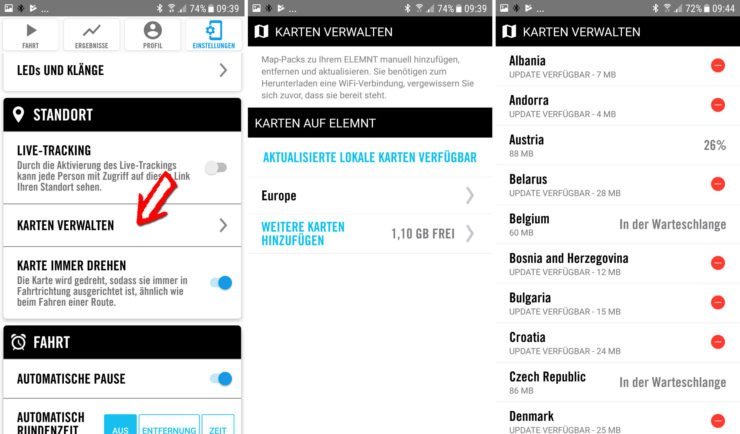Update der Wahoo Karten über die ELEMNT Smartphone App