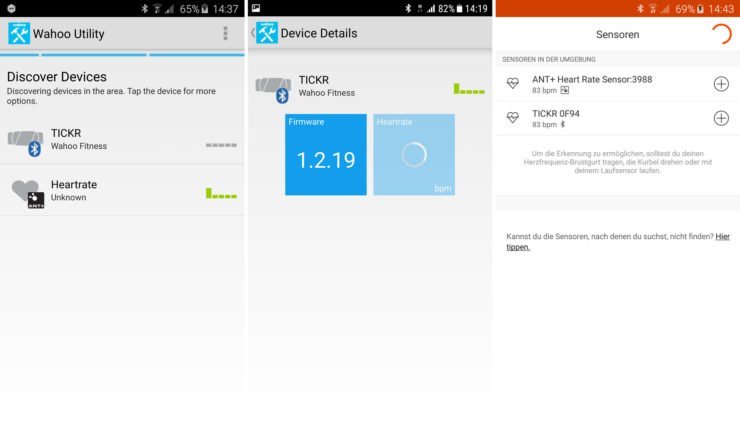 Screenshots TICKR koppeln