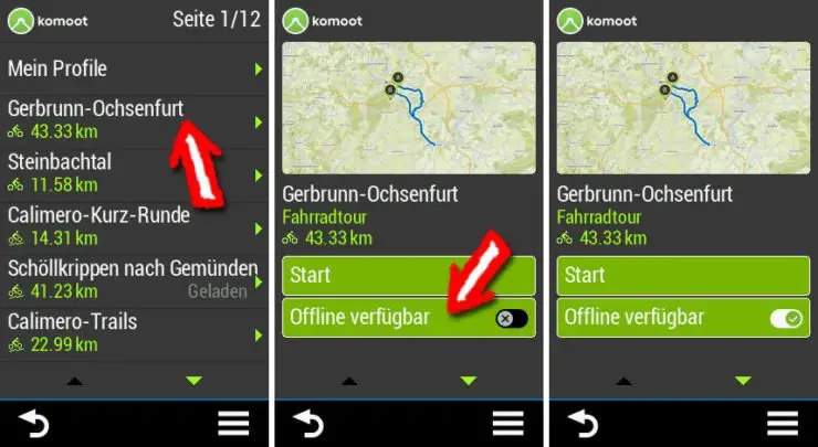 Die Garmin Connect IQ App fĂŒr komoot auf dem Edge