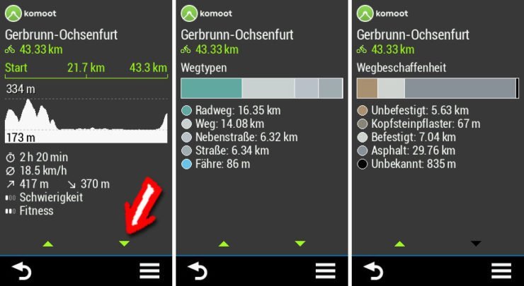 Viele Detailinfos zur Tour im Garmin Connect IQ Plugin