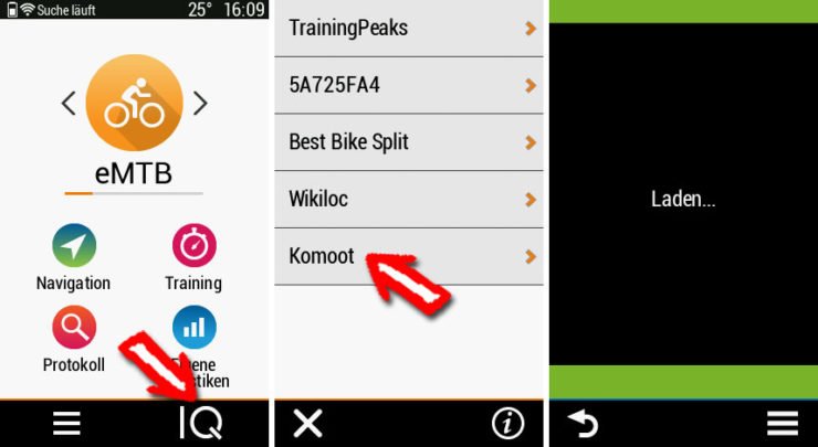 Starten der komoot Connect IQ App