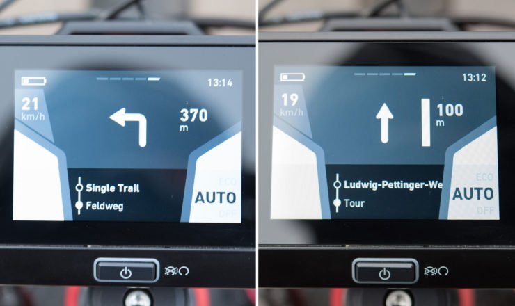 Navigation mit komoot auf dem Flyer Display