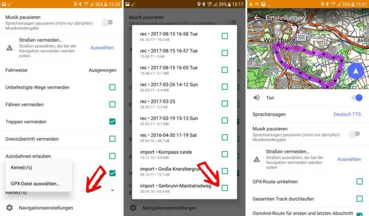 GPX Track zum nachradeln aufrufen