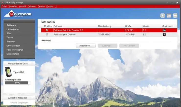 Software Patch für Falk TIGER installieren