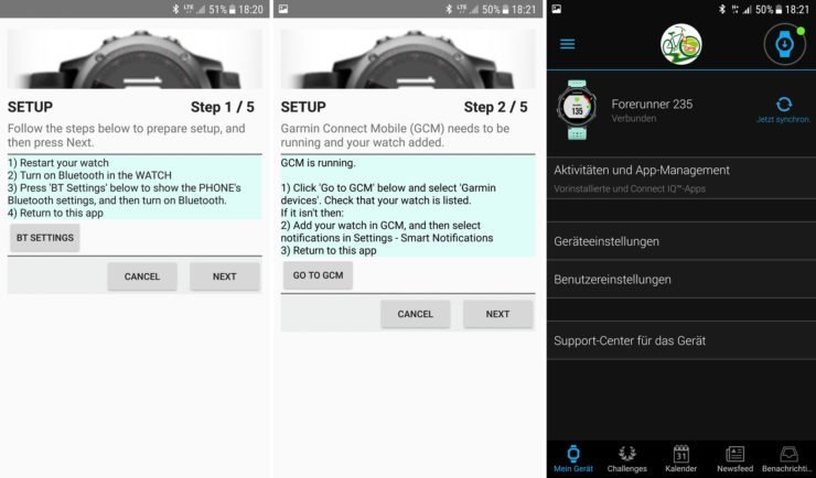 Setup der ReConnect Garmin Watch App