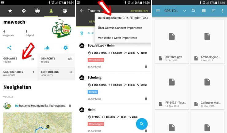 GPX-Datei in der mobilen komoot App importieren