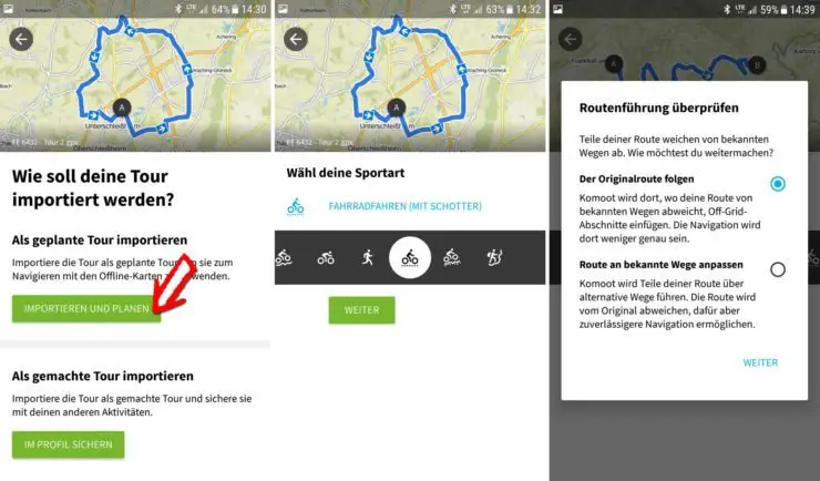 GPX-Track am Smartphone importieren