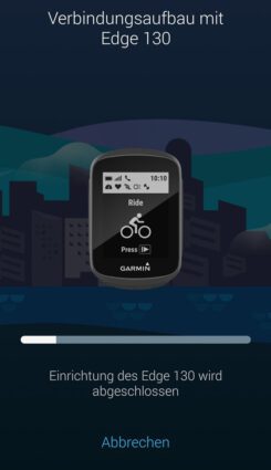 Verbindung zur Garmin Connect Mobile App auf dem Smartphone