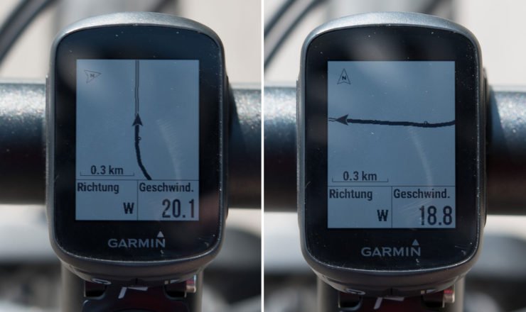 Garmin Edge 130 korrekte Navigation und das Problem nach Seitenwechsel