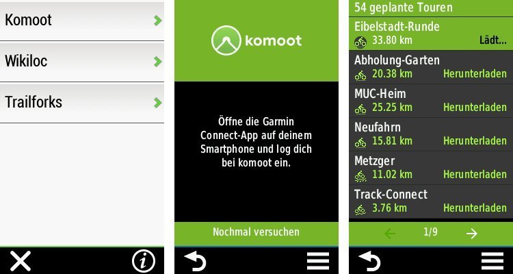 Connect IQ App von komoot auf dem Edge Explore