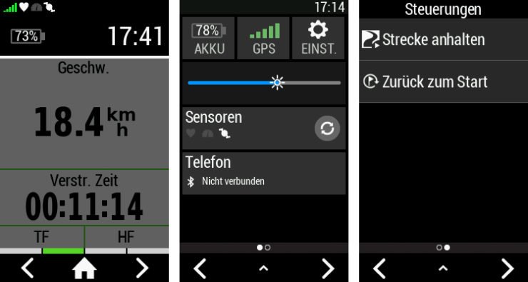 Edge Explore Home-Taste, Statusseite und Steuerungs-Widget