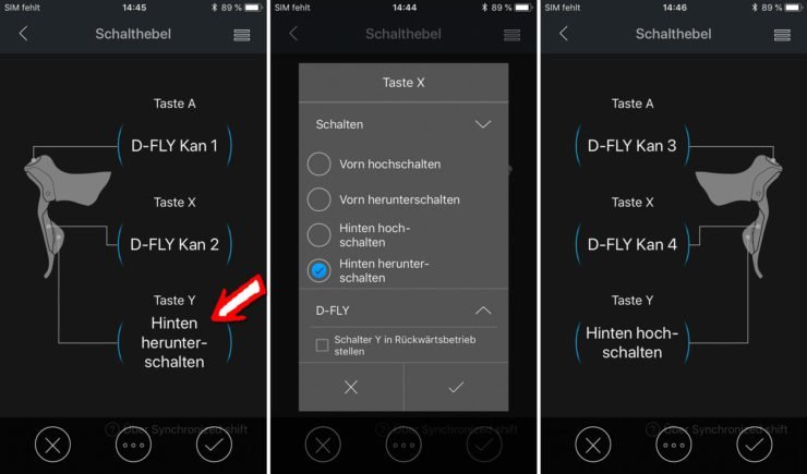 Shimano Di2 Schalter so anpassen, dass eine mit SRAM Red eTap vergleichbare Logik funktioniert