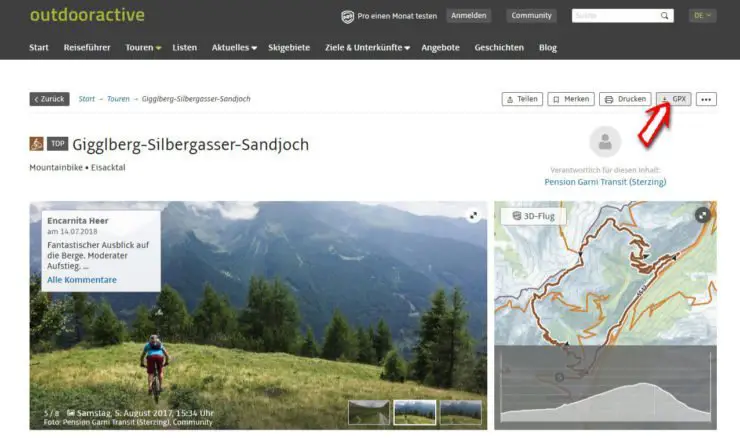 Outdooractive GPX-Track Export