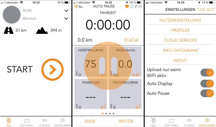 Track Aufzeichnung und Einstellungen am iPhone