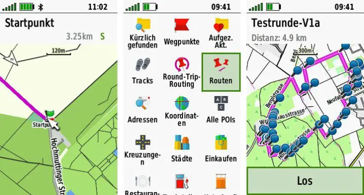 Track Navigation und Routen Navigation mit Abbiegehinweisen