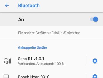Bluetooth Verbindung zwischen Sena Helm und Smartphone