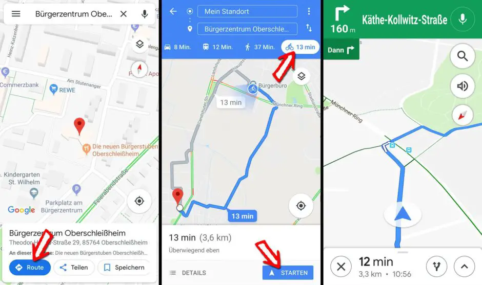 Fahrrad Zielnavigation mit Google Maps