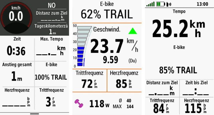 Ebike Field auf Oregon, Edge 1030 und GPSmap 66st