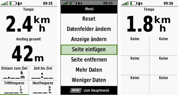 Zusätzliche Daten-Seite einfügen