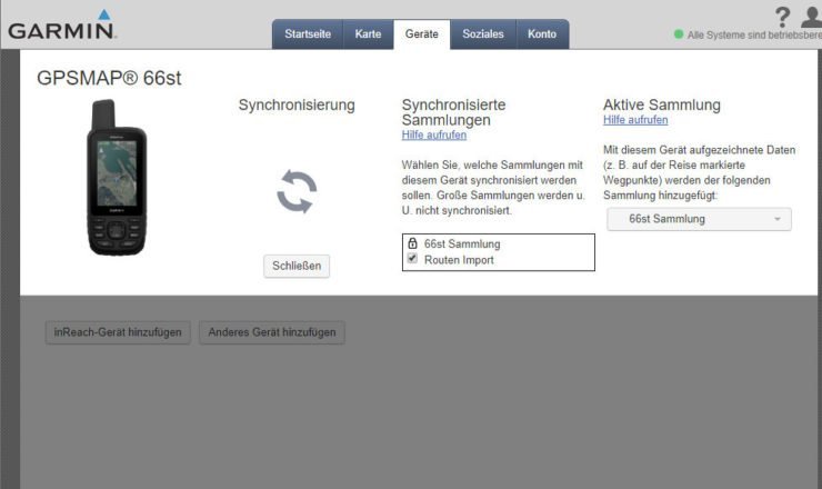 Verwaltung des GPS in Garmin Explore