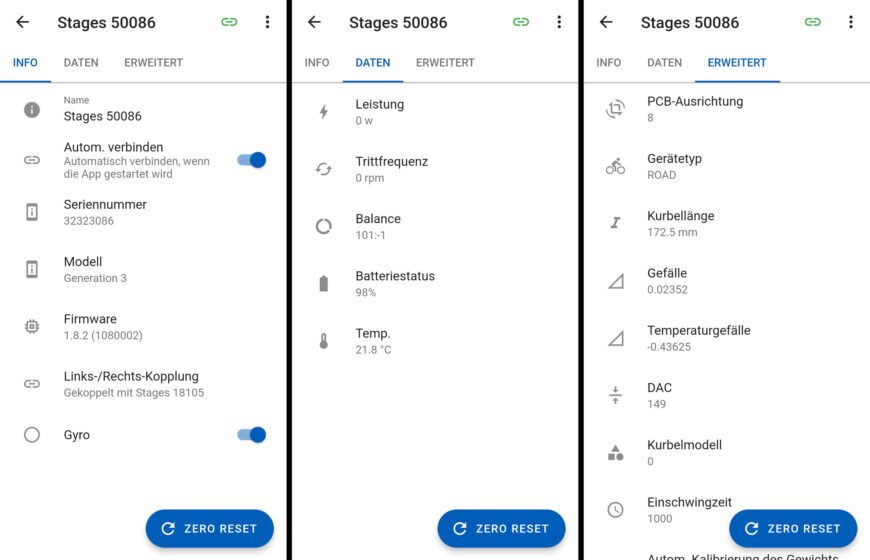 Stages Cycling App mit Powermeter gekoppelt