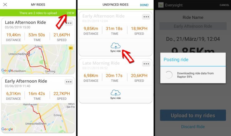 Absolvierte Trainings in der App von der Brille auf das Portal übertragen