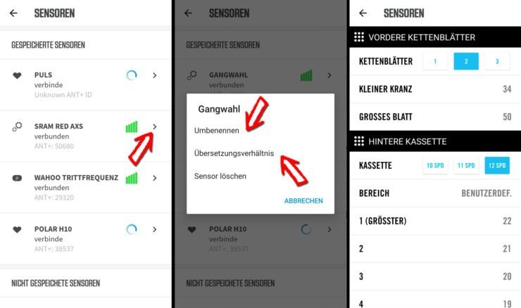 Sensor benennen und Einstellungen vornehmen