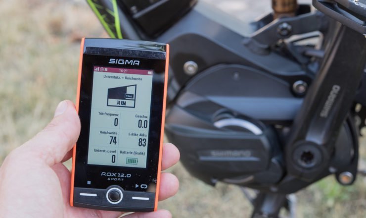 Die Shimano STEPS Datenfelder auf dem Sigma ROX 12