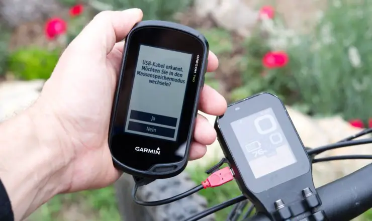 Der Garmin Oregon fragt, ob in den Massenspeicher Modus gewechselt werden soll