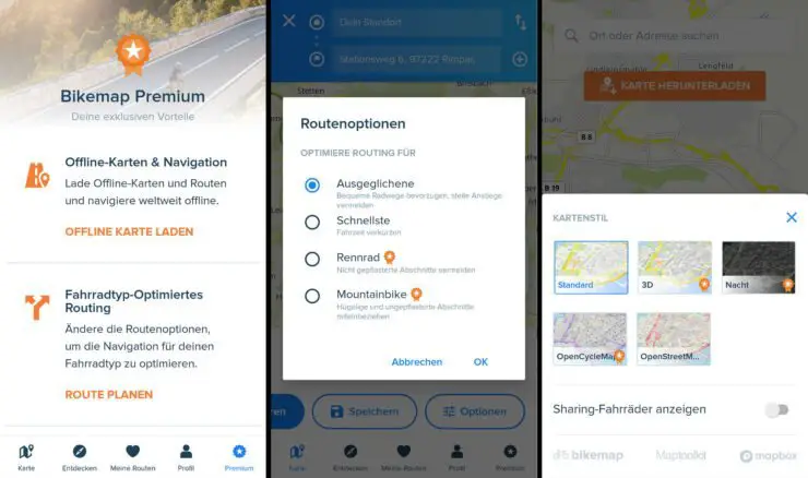Die BikeMap Premium Vorteile