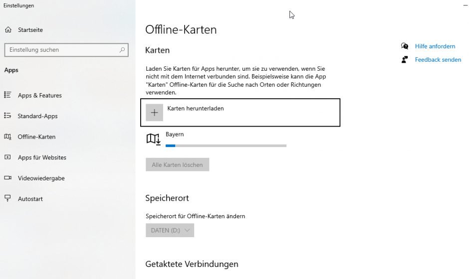 Offline Karten in Windows 10 herunterladen