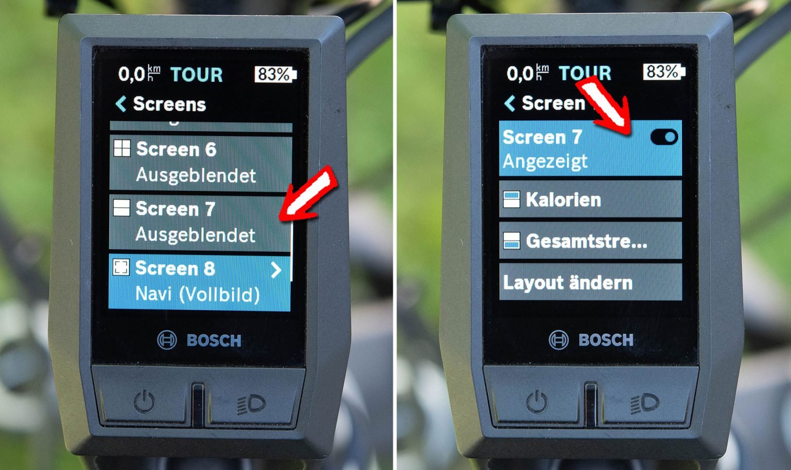 Bosch KIOX Display Einstellungen » Screens einstellen
