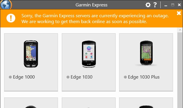 Die Backend Server von Garmin Express sind nicht erreichbar
