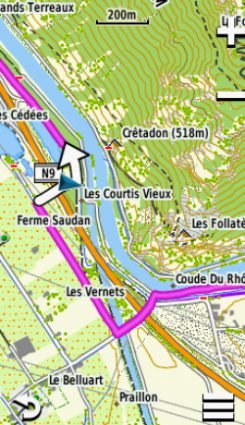 Screenshot der Garmin Topo Schweiz Karte
